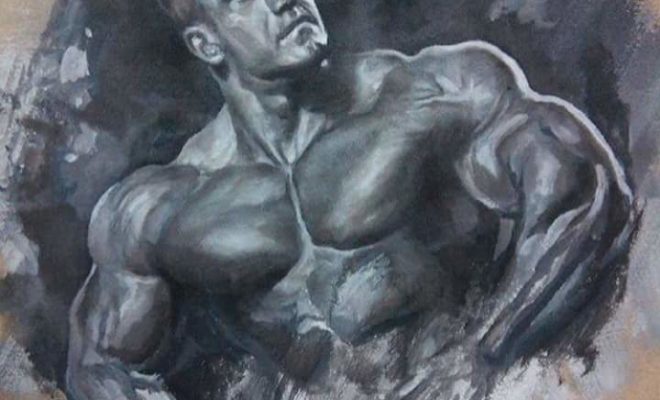 un disegno di Jay Cutler vincitore di 4 mister olympia